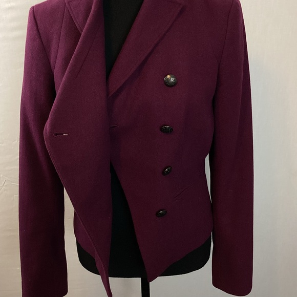 SOLD! Banana Republic Double Breasted Plum Wool Blend Military Jacket - Picture 7 of 13